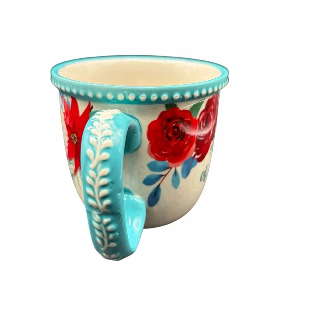 THE PIONEER WOMAN “A CUP OF CHEER” FLORAL COFFEE MUG CERAMIC 4”